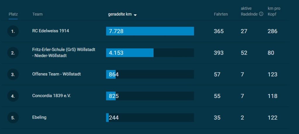 Auswertung Stadtradeln